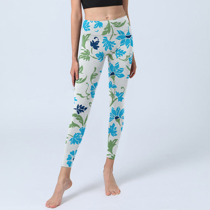 Leggings da palestra con stampa Buddha Stones Blossom Leaves, pantaloni da yoga da donna - image 6