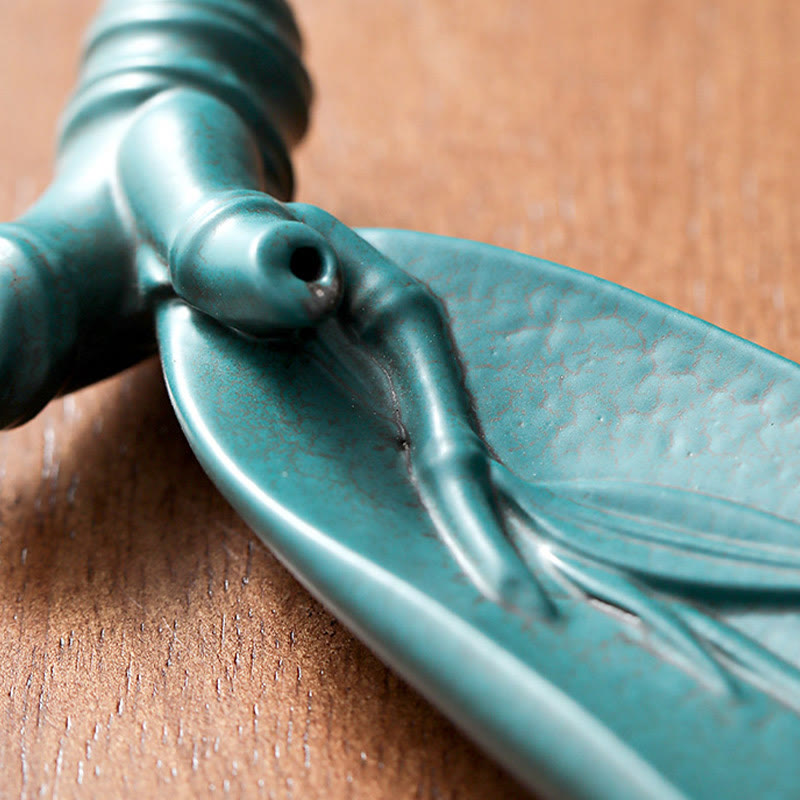 Buddha Stones Tre Pietre Onde Farfalla Bambù Guarigione Bastoncino di Ceramica Bruciatore di Incenso Decorazione - image 17