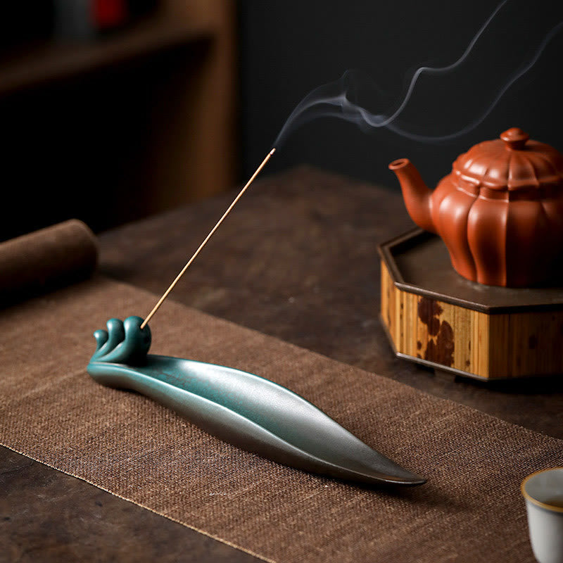 Buddha Stones Tre Pietre Onde Farfalla Bambù Guarigione Bastoncino di Ceramica Bruciatore di Incenso Decorazione - image 10