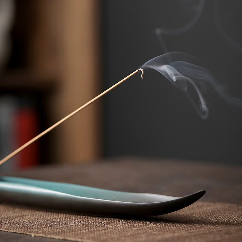 Buddha Stones Tre Pietre Onde Farfalla Bambù Guarigione Bastoncino di Ceramica Bruciatore di Incenso Decorazione - image 18