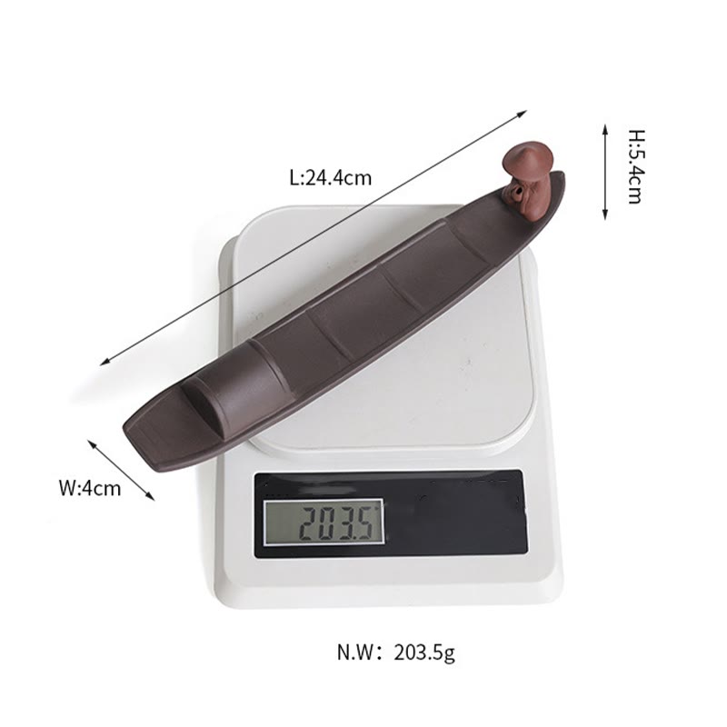 Buddha Stones Pescatore Barca Viola Argilla Pace Guarigione Ceramica Bastoncino Bruciatore Incenso Decorazione - image 7