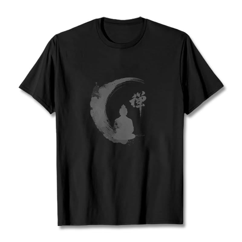 Maglietta in cotone con motivo Buddha Stones in meditazione - Nero - 2XL - image 4