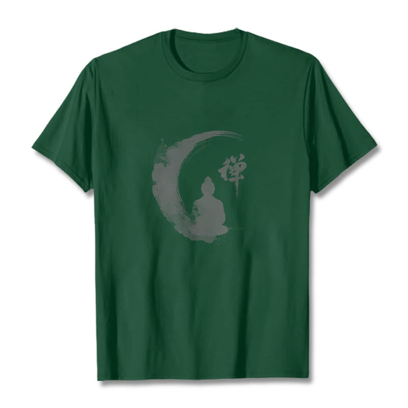 Maglietta in cotone con motivo Buddha Stones in meditazione - Verde foresta - 2XL - image 10