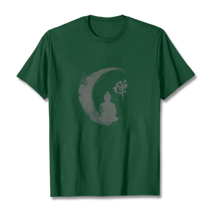 Maglietta in cotone con motivo Buddha Stones in meditazione - Verde foresta - 2XL - image 10