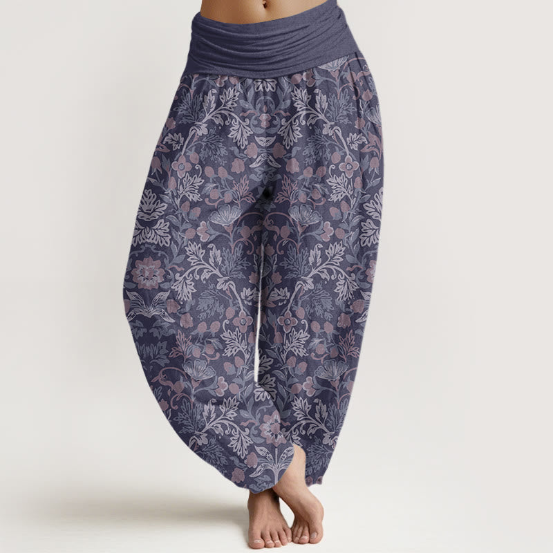 Pantaloni harem elastici in vita da donna con motivo a foglie di vite e fiori casual Buddha Stones - Cardo - US22, UK/AU26, EU54 (6XL) - image 8