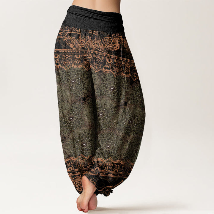 Pantaloni harem da donna con elastico in vita, in cotone, con eleganti fiori mandala e pietre Buddha Stones - image 9