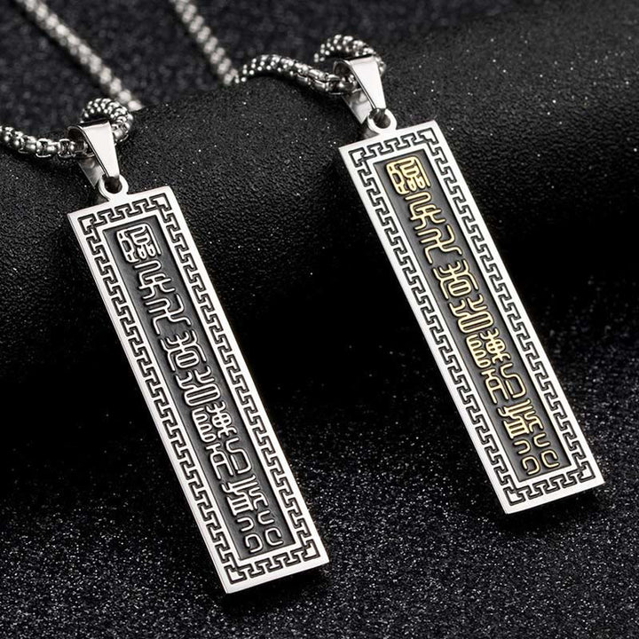 Buddha Stones Il Mantra delle Nove Parole Collana Pendente in Acciaio al Titanio Bagua Yin Yang Equilibrio - image 12
