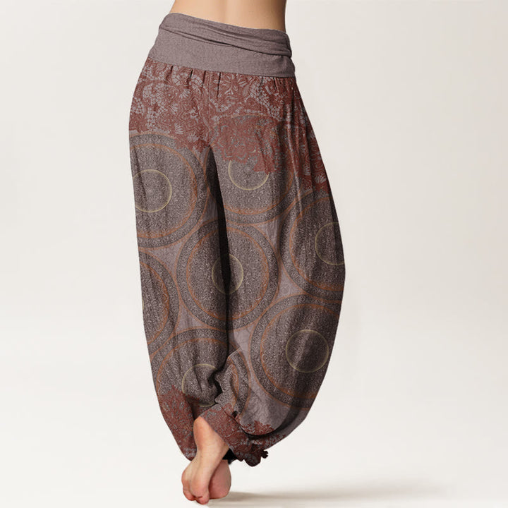 Pantaloni harem da donna con elastico in vita, in cotone, casual, con fiori e bussola, motivo Buddha Stones - image 6