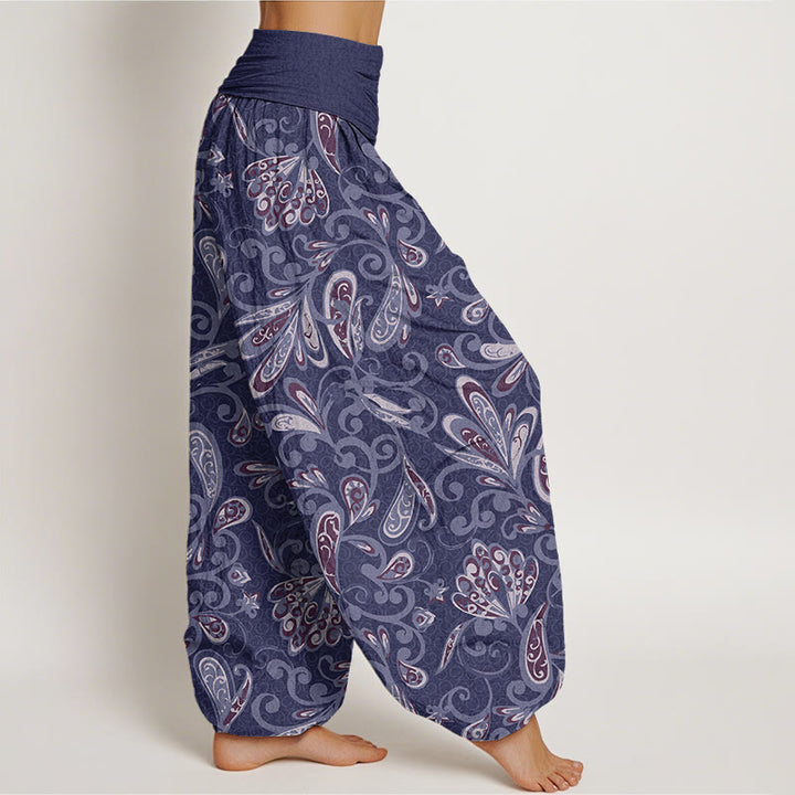 Pantaloni harem da donna in cotone con elastico in vita e motivo floreale casual con Buddha Stones - image 5