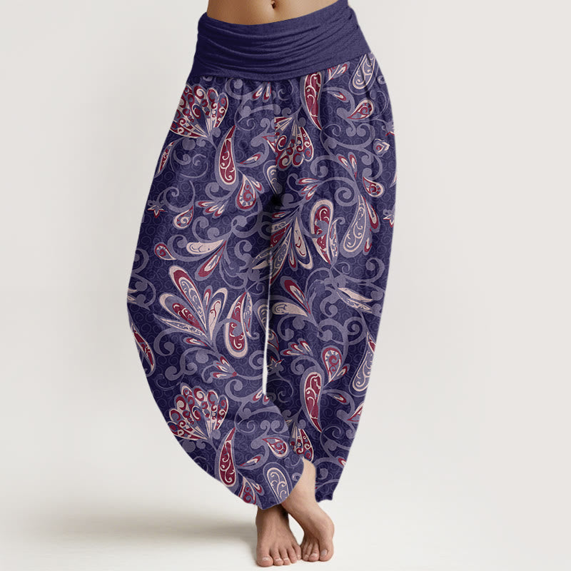 Pantaloni harem da donna in cotone con elastico in vita e motivo floreale casual con Buddha Stones - Viola medio - US22, UK/AU26, EU54 (6XL) - image 7