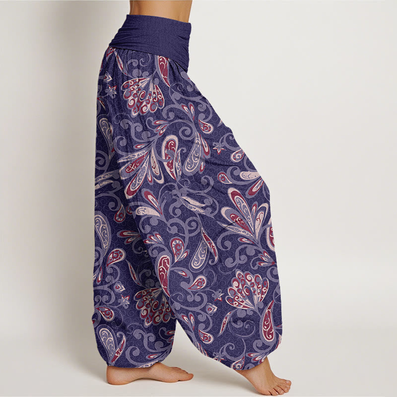 Pantaloni harem con elastico in vita da donna, motivo Buddha Stones Casual Flower Petals - image 9