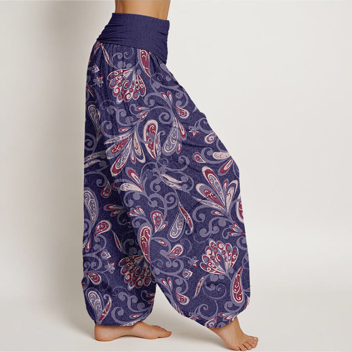 Pantaloni harem con elastico in vita da donna, motivo Buddha Stones Casual Flower Petals - image 9