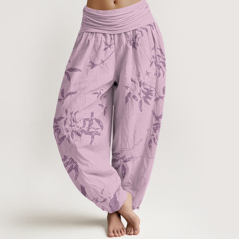 Pantaloni harem elastici in vita da donna con motivo a rami Buddha Stones - Rosa - US22, UK/AU26, EU54 (6XL) - image 8