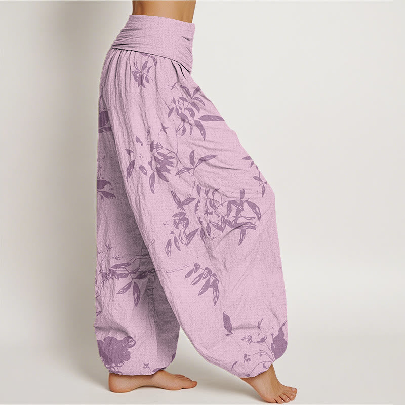 Pantaloni harem da donna con elastico in vita e motivo a rami di cotone con Buddha Stones - image 8