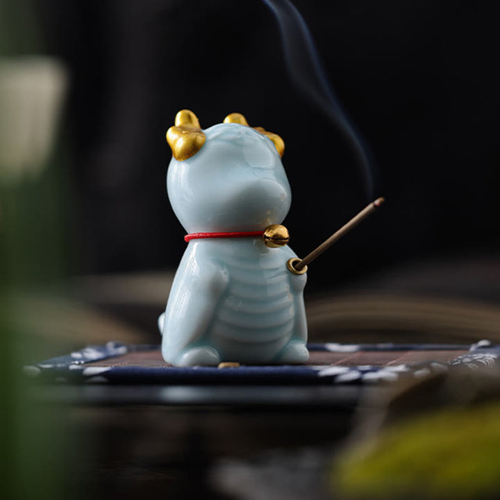 Buddha Stones Dragon Bell Guarigione Bruciatore di incenso in ceramica Decorazione da scrivania