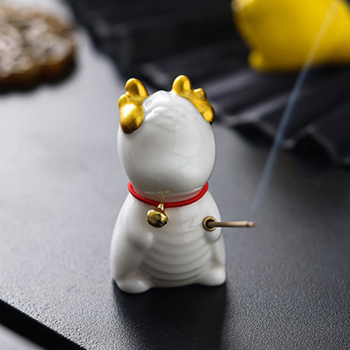Buddha Stones Dragon Bell Guarigione Bruciatore di incenso in ceramica Decorazione da scrivania