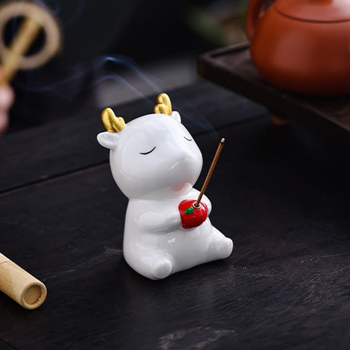Buddha Stones Carino Cervo Porta Incenso Guarigione Ceramica Bruciatore Decorazione Scrivania