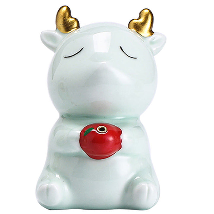 Buddha Stones Carino Cervo Porta Incenso Guarigione Ceramica Bruciatore Decorazione Scrivania