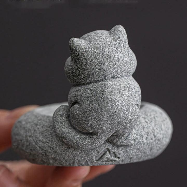 Buddha Stones Carino Gatto Pigro in Piedi Bruciatore di Incenso Guarigione Decorazione da Scrivania