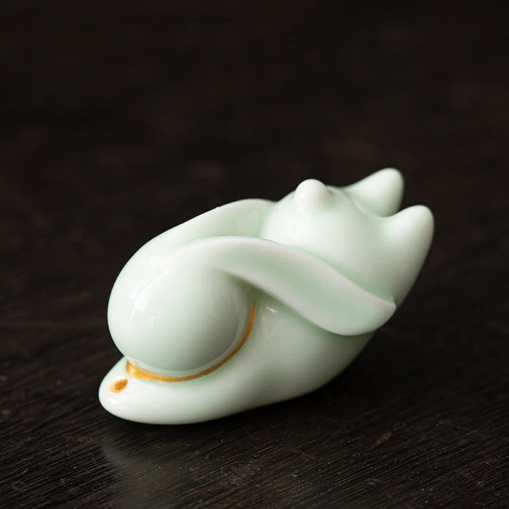 Buddha Stones Coniglio volante Tappetino di bambù Bruciatore di incenso in ceramica curativo Decorazione da scrivania