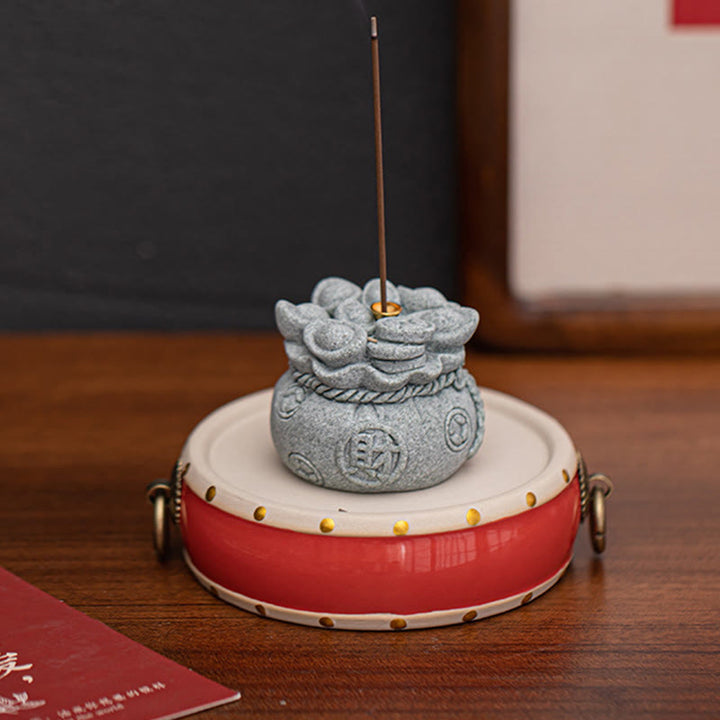 Buddha Stones Carattere cinese Fu Lingotti Bruciatore di incenso curativo Decorazione da scrivania