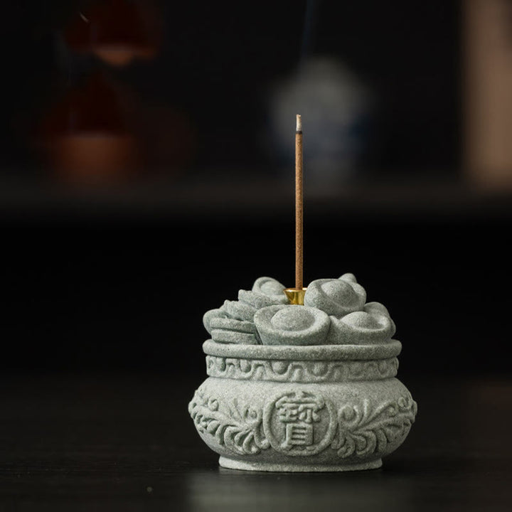 Buddha Stones Carattere cinese Fu Lingotti Bruciatore di incenso curativo Decorazione da scrivania