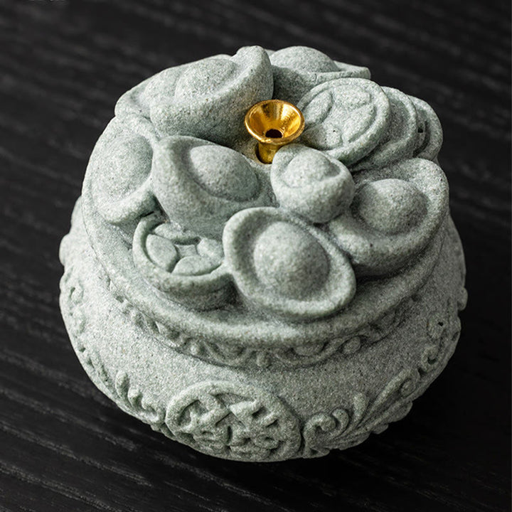 Buddha Stones Carattere cinese Fu Lingotti Bruciatore di incenso curativo Decorazione da scrivania
