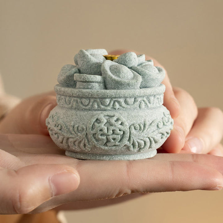 Buddha Stones Carattere cinese Fu Lingotti Bruciatore di incenso curativo Decorazione da scrivania