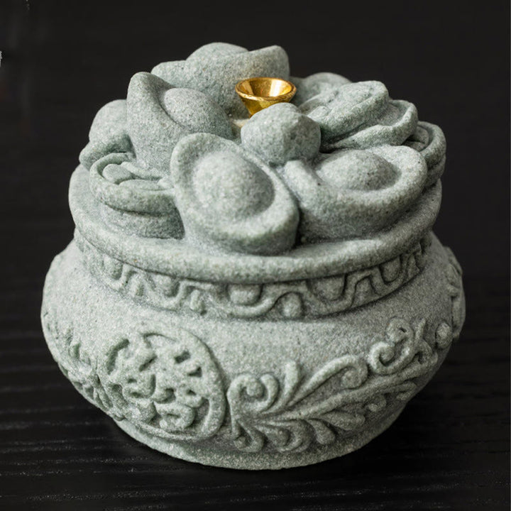 Buddha Stones Carattere cinese Fu Lingotti Bruciatore di incenso curativo Decorazione da scrivania