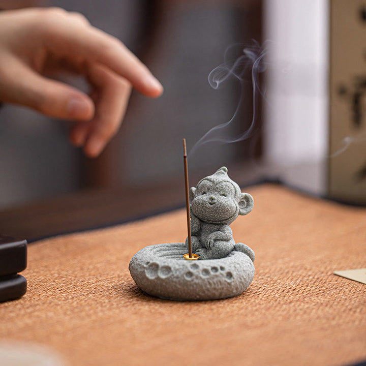Buddha Stones Zodiaco cinese Bruciatore di incenso curativo Decorazione da scrivania