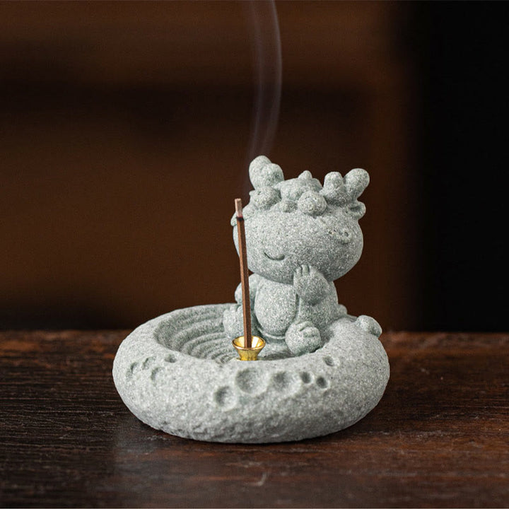 Buddha Stones Zodiaco cinese Bruciatore di incenso curativo Decorazione da scrivania