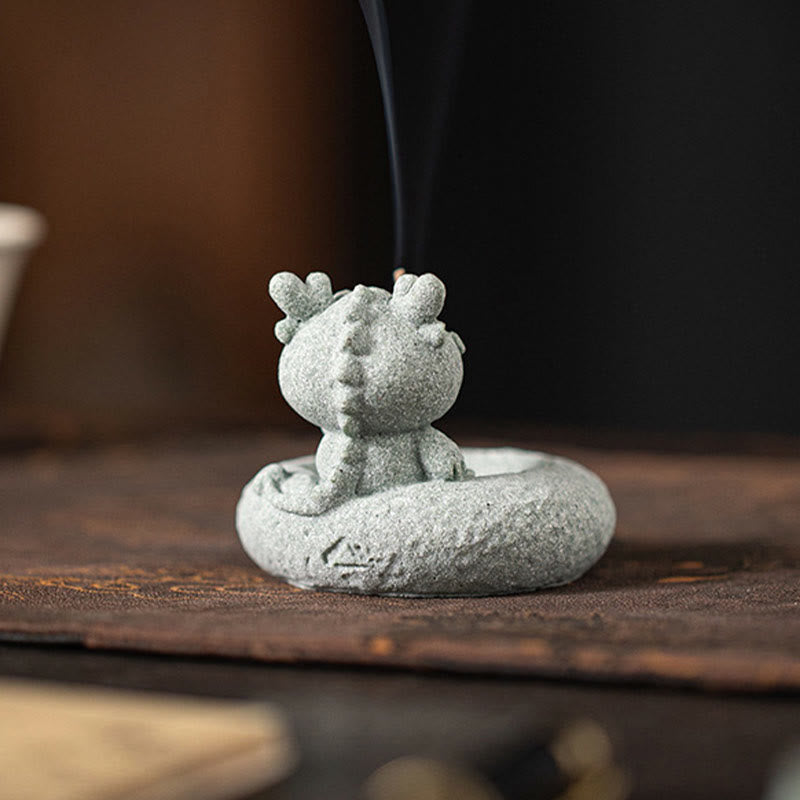 Buddha Stones Zodiaco cinese Bruciatore di incenso curativo Decorazione da scrivania