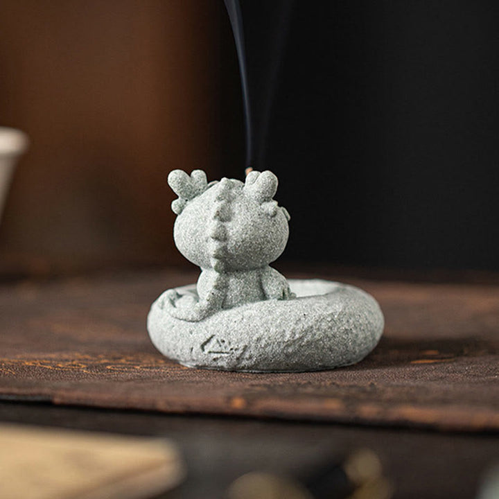 Buddha Stones Zodiaco cinese Bruciatore di incenso curativo Decorazione da scrivania