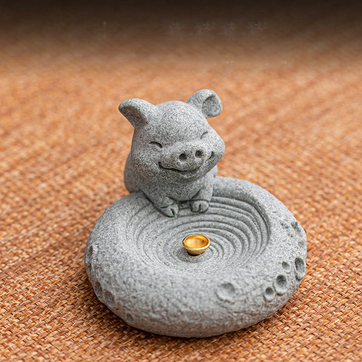 Buddha Stones Zodiaco cinese Bruciatore di incenso curativo Decorazione da scrivania