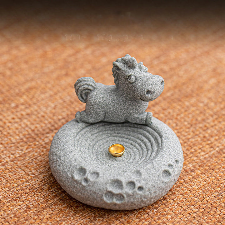 Buddha Stones Zodiaco cinese Bruciatore di incenso curativo Decorazione da scrivania