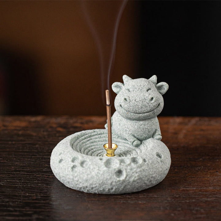 Buddha Stones Zodiaco cinese Bruciatore di incenso curativo Decorazione da scrivania