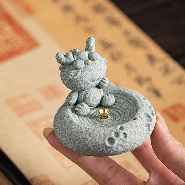 Buddha Stones Zodiaco cinese Bruciatore di incenso curativo Decorazione da scrivania