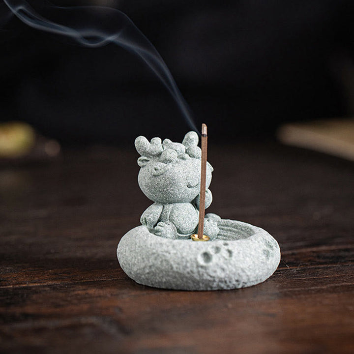 Buddha Stones Zodiaco cinese Bruciatore di incenso curativo Decorazione da scrivania