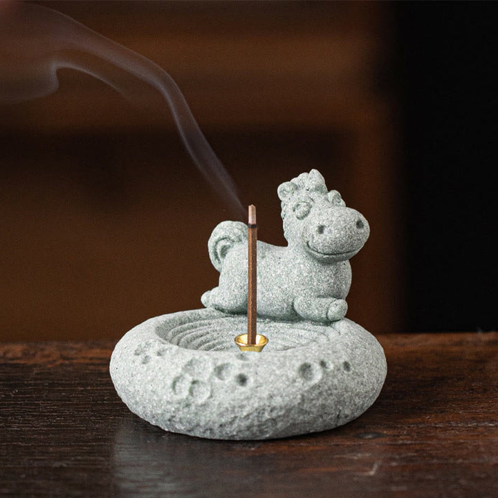 Buddha Stones Zodiaco cinese Bruciatore di incenso curativo Decorazione da scrivania