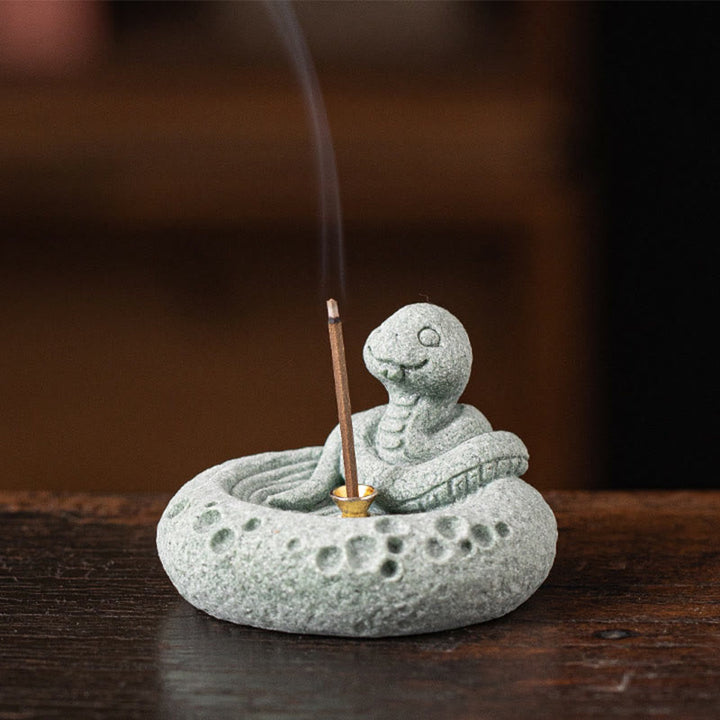 Buddha Stones Zodiaco cinese Bruciatore di incenso curativo Decorazione da scrivania