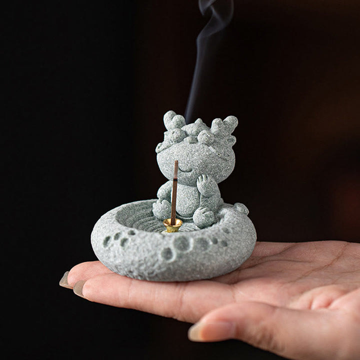 Buddha Stones Zodiaco cinese Bruciatore di incenso curativo Decorazione da scrivania
