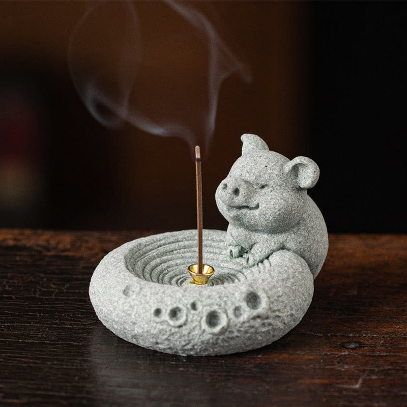 Buddha Stones Zodiaco cinese Bruciatore di incenso curativo Decorazione da scrivania