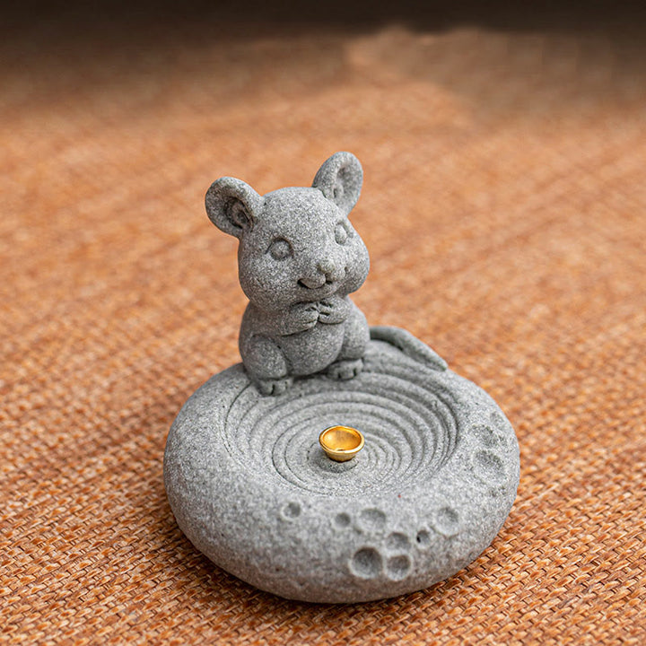 Buddha Stones Zodiaco cinese Bruciatore di incenso curativo Decorazione da scrivania