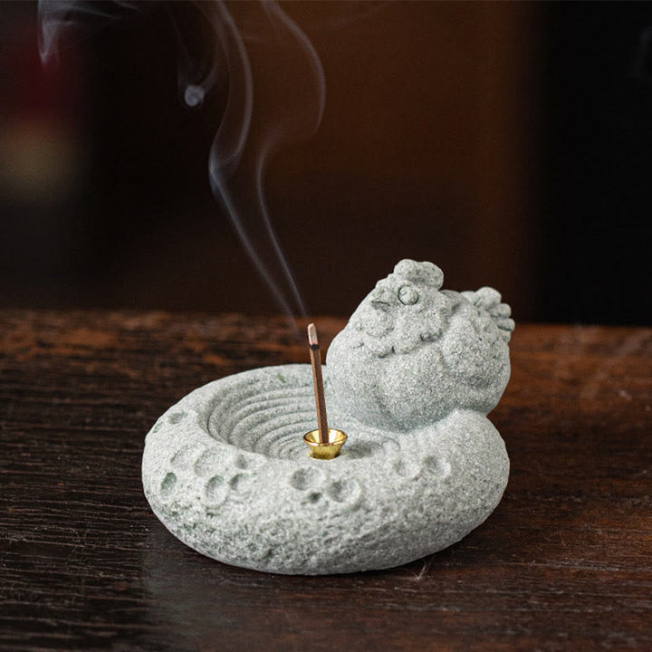 Buddha Stones Zodiaco cinese Bruciatore di incenso curativo Decorazione da scrivania