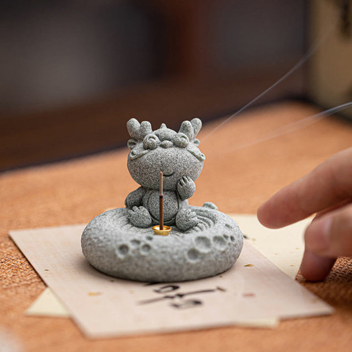 Buddha Stones Zodiaco cinese Bruciatore di incenso curativo Decorazione da scrivania