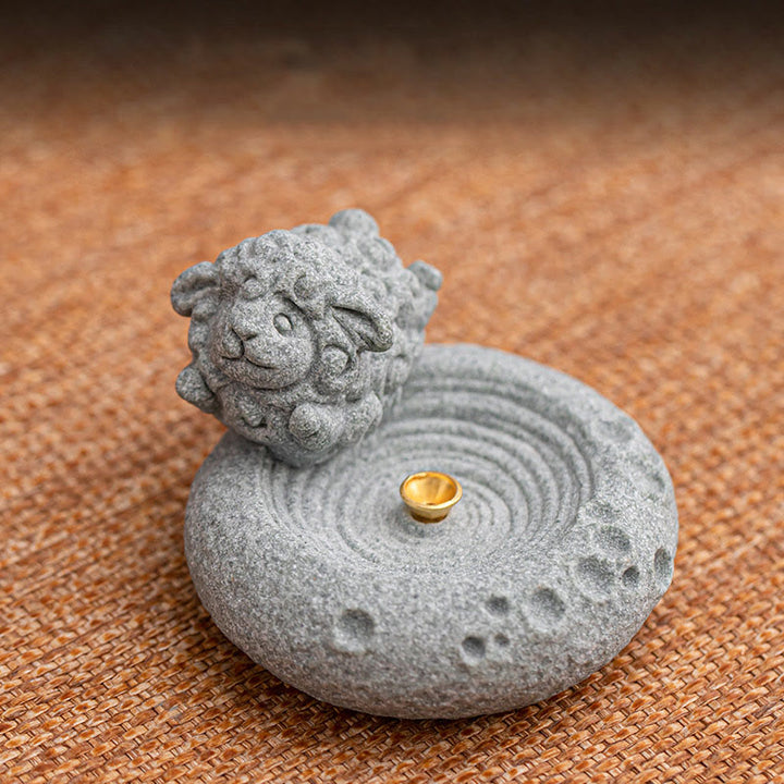 Buddha Stones Zodiaco cinese Bruciatore di incenso curativo Decorazione da scrivania