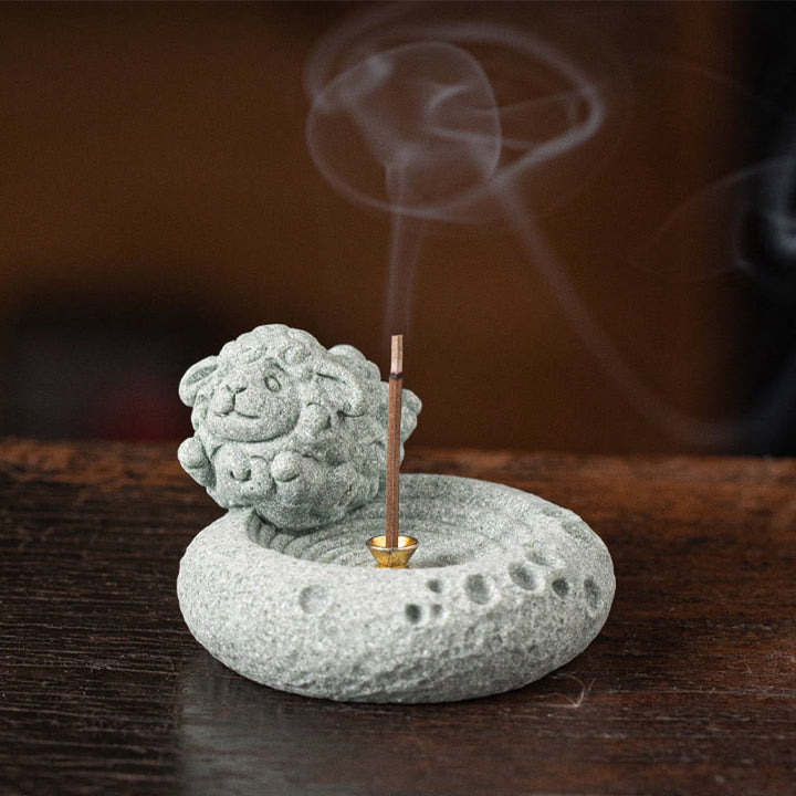 Buddha Stones Zodiaco cinese Bruciatore di incenso curativo Decorazione da scrivania