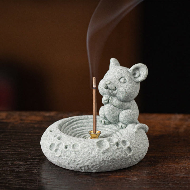 Buddha Stones Zodiaco cinese Bruciatore di incenso curativo Decorazione da scrivania