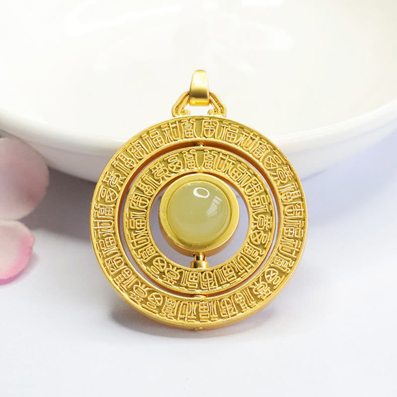 Buddha Stones Hetian Jade Cento Benedizioni Fu Carattere Fortuna Collana Pendente Girevole