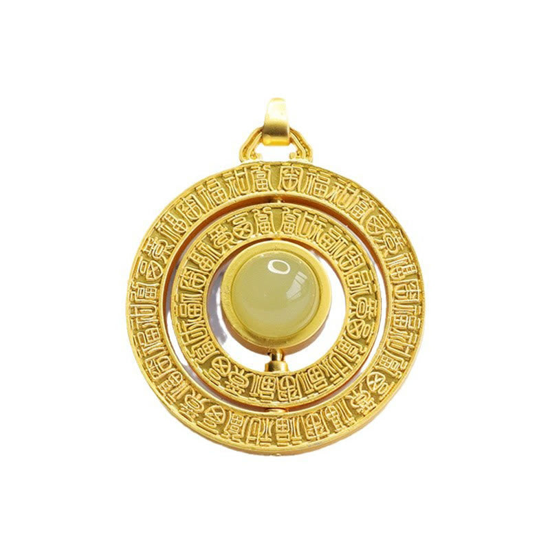 Buddha Stones Hetian Jade Cento Benedizioni Fu Carattere Fortuna Collana Pendente Girevole